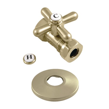 Kingston Brass 1/2"FIPx1/2"or7/16" Slip Joint Qrtr-Turn Strght Stop Vlv W/Flng Brass CC44157XK
